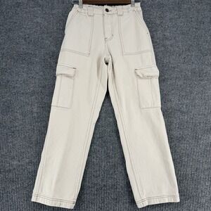 PacSun Womens Cargo Pants XS Beige High Rise Straight Leg Utility Pockets